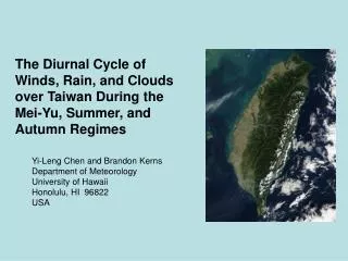 The Diurnal Cycle of Winds, Rain, and Clouds over Taiwan During the Mei-Yu, Summer, and Autumn Regimes