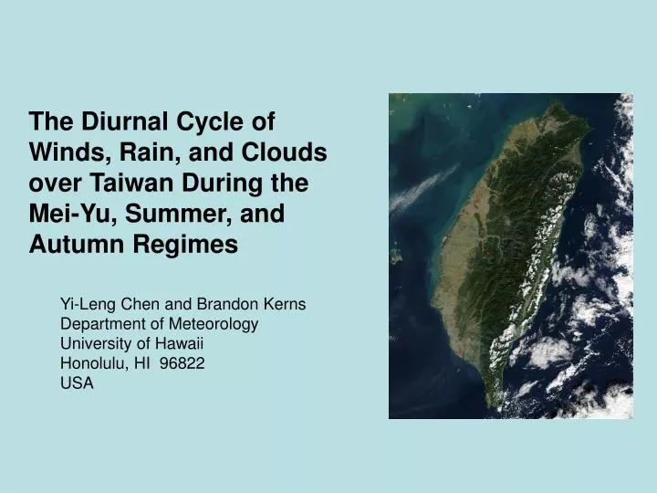 the diurnal cycle of winds rain and clouds over taiwan during the mei yu summer and autumn regimes