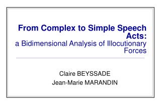 From Complex to Simple Speech Acts: a Bidimensional Analysis of Illocutionary Forces