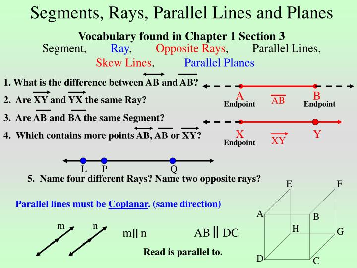 segments rays parallel lines and planes