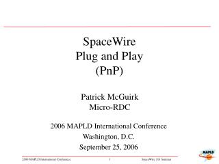 SpaceWire Plug and Play (PnP)