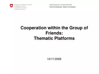 Cooperation within the Group of Friends: Thematic Platforms