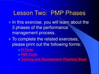 Lesson Two: PMP Phases