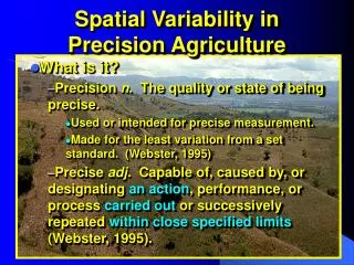 Spatial Variability in Precision Agriculture