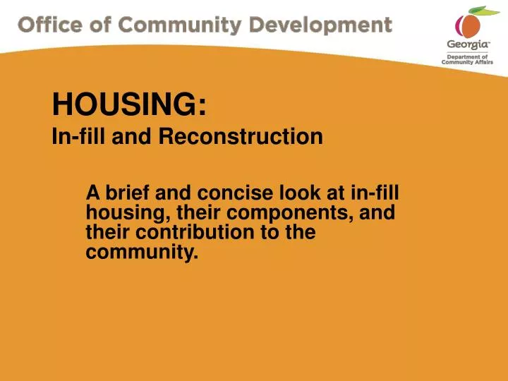 housing in fill and reconstruction