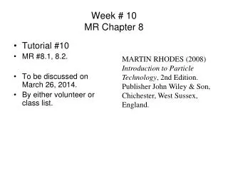 Week # 10 MR Chapter 8