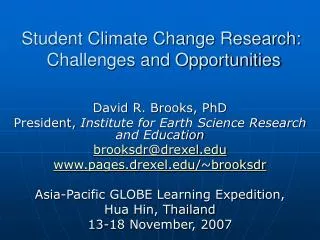 Student Climate Change Research: Challenges and Opportunities