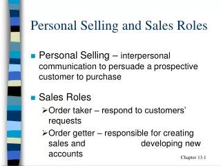 Personal Selling and Sales Roles