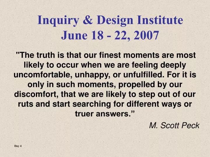 inquiry design institute june 18 22 2007