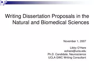 Writing Dissertation Proposals in the Natural and Biomedical Sciences