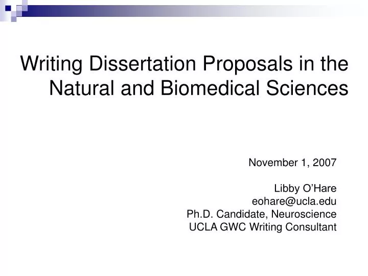 writing dissertation proposals in the natural and biomedical sciences