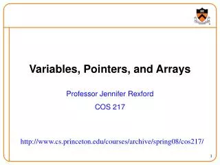 Variables, Pointers, and Arrays
