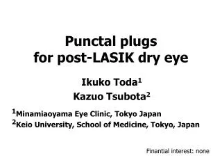Punctal plugs for post-LASIK dry eye