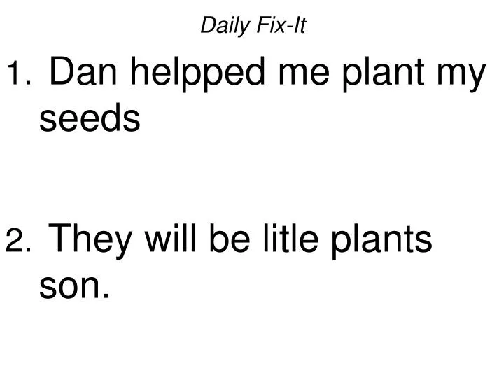 daily fix it dan helpped me plant my seeds they will be litle plants son