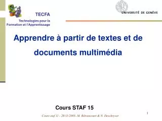 Cours STAF 15