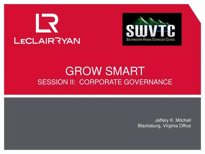 grow smart session ii corporate governance