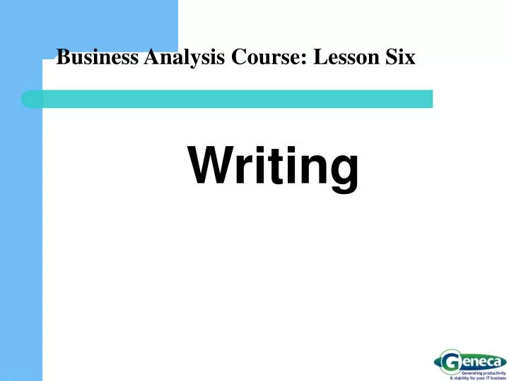 business analysis course lesson six