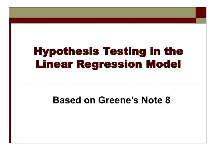 hypothesis testing in the linear regression model