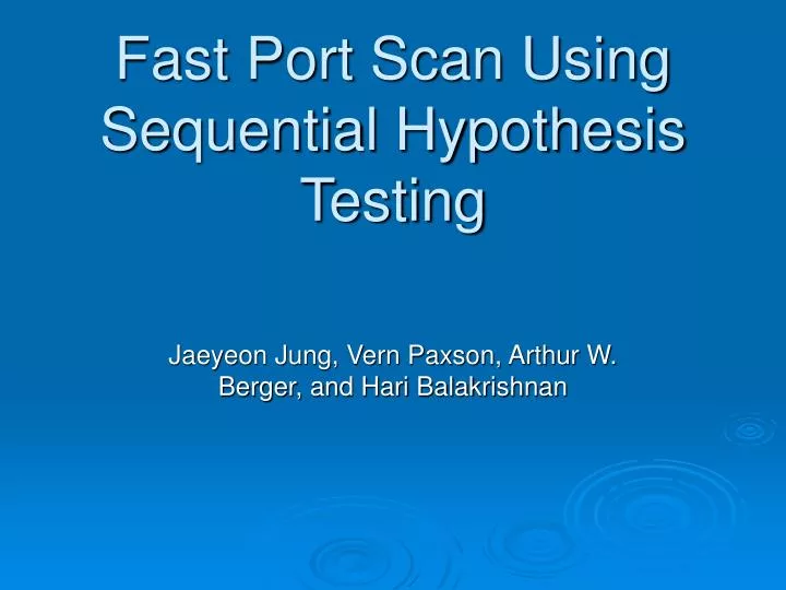 fast port scan using sequential hypothesis testing
