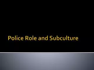 Police Role and Subculture