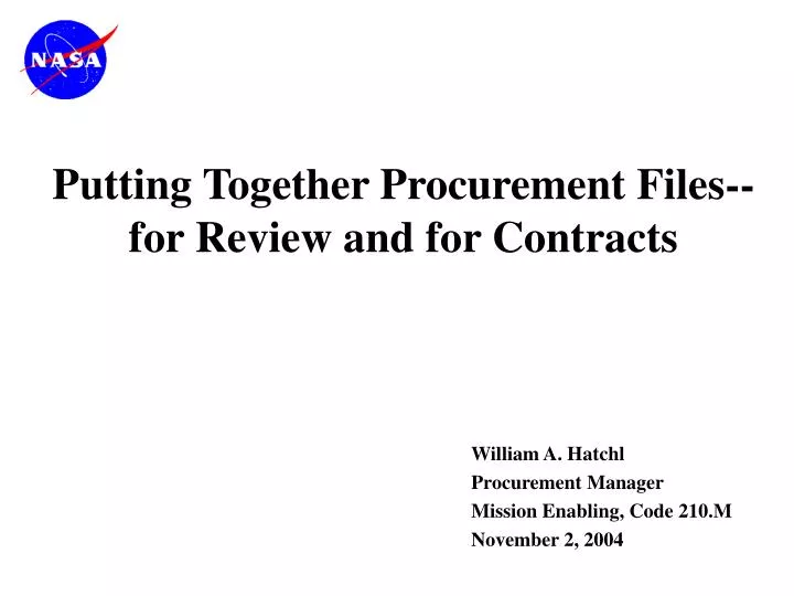 william a hatchl procurement manager mission enabling code 210 m november 2 2004