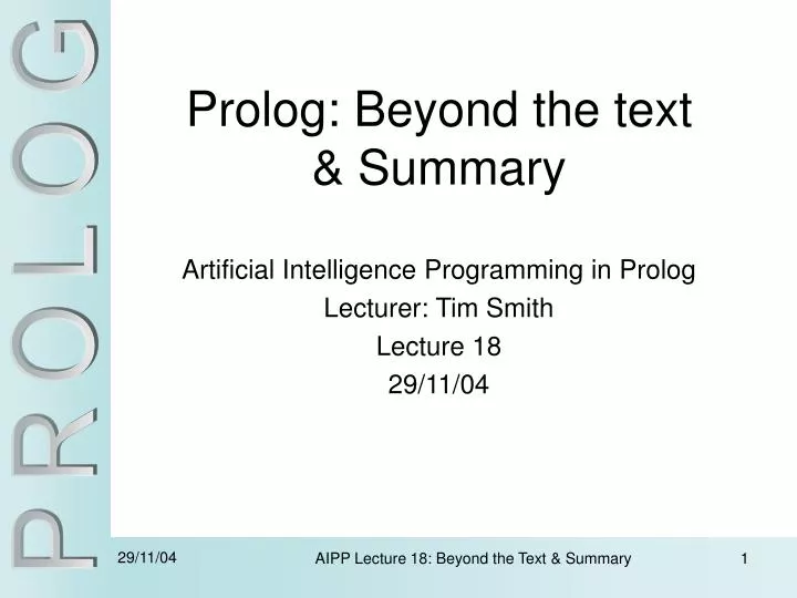prolog beyond the text summary