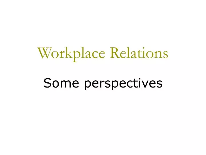workplace relations