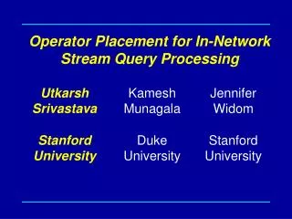 Operator Placement for In-Network Stream Query Processing