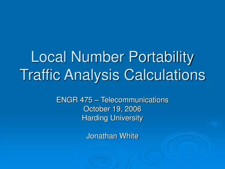 local number portability traffic analysis calculations