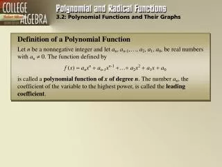 3.2: Polynomial Functions and Their Graphs