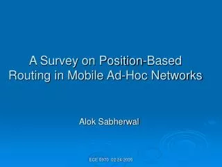 A Survey on Position-Based Routing in Mobile Ad-Hoc Networks