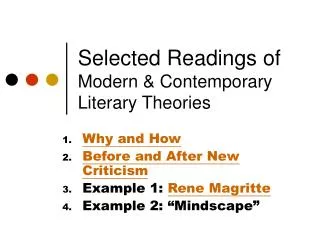 Selected Readings of Modern &amp; Contemporary Literary Theories