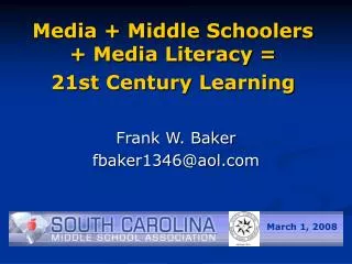 Media + Middle Schoolers + Media Literacy = 21st Century Learning
