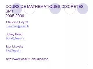 COURS DE MATHEMATIQUES DISCRETES SM1 2005-2006