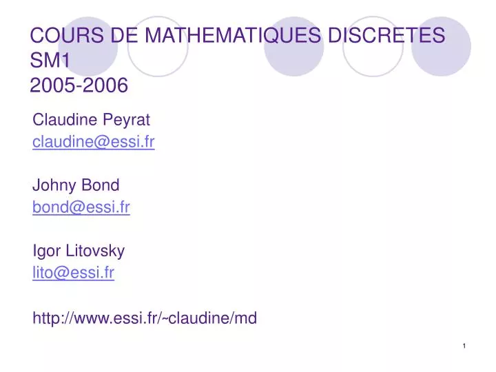 cours de mathematiques discretes sm1 2005 2006