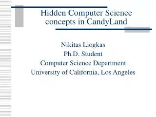 Hidden Computer Science concepts in CandyLand