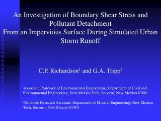 An Investigation of Boundary Shear Stress and Pollutant Detachment From an Impervious Surface During Simulated Urban Sto