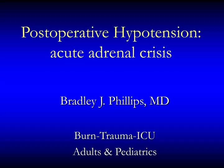 postoperative hypotension acute adrenal crisis