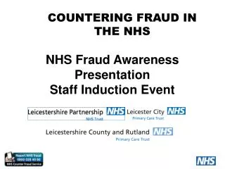NHS Fraud Awareness Presentation Staff Induction Event