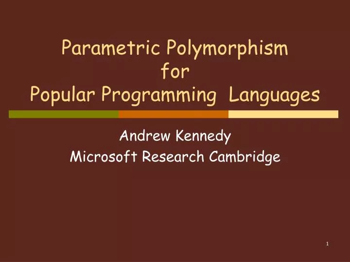 parametric polymorphism for popular programming languages