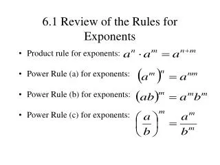 6.1 Review of the Rules for Exponents