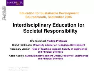 Education for Sustainable Development Bournemouth, September 2005