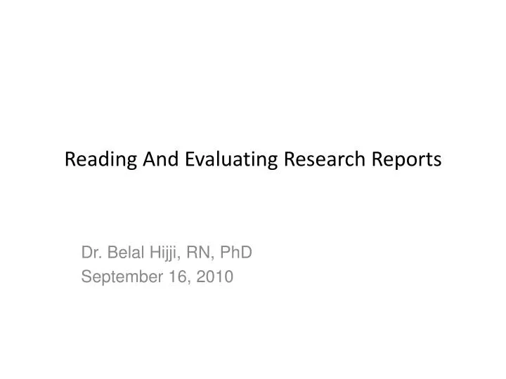 reading and evaluating research reports
