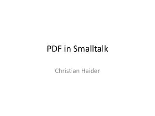 PDF in Smalltalk