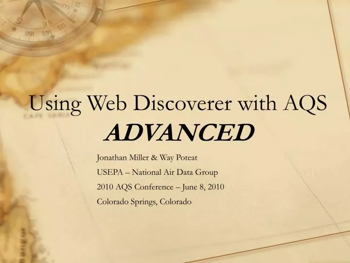 using web discoverer with aqs advanced