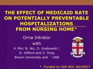 THE EFFECT OF MEDICAID RATE ON POTENTIALLY PREVENTABLE HOSPITALIZATIONS FROM NURSING HOME *