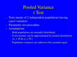 Pooled Variance t Test