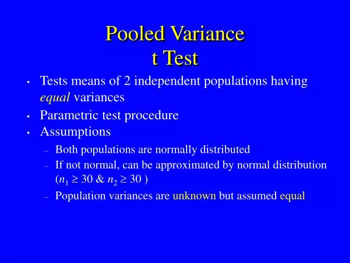 pooled variance t test
