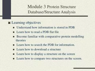 Module 3 Protein Structure Database/Structure Analysis