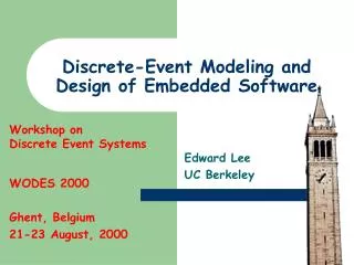 Discrete-Event Modeling and Design of Embedded Software